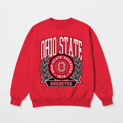 OHIO STATE BUCKEYES CLASSIC ARCHIVES PREMIUM FLEECE DROP SHOULDER CREWNECK PULLOVER