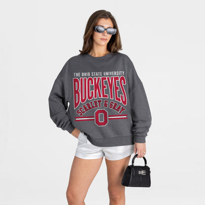 OHIO STATE BUCKEYES KICKOFF CLASSIC PREMIUM FLEECE DROP SHOULDER CREWNECK PULLOVER