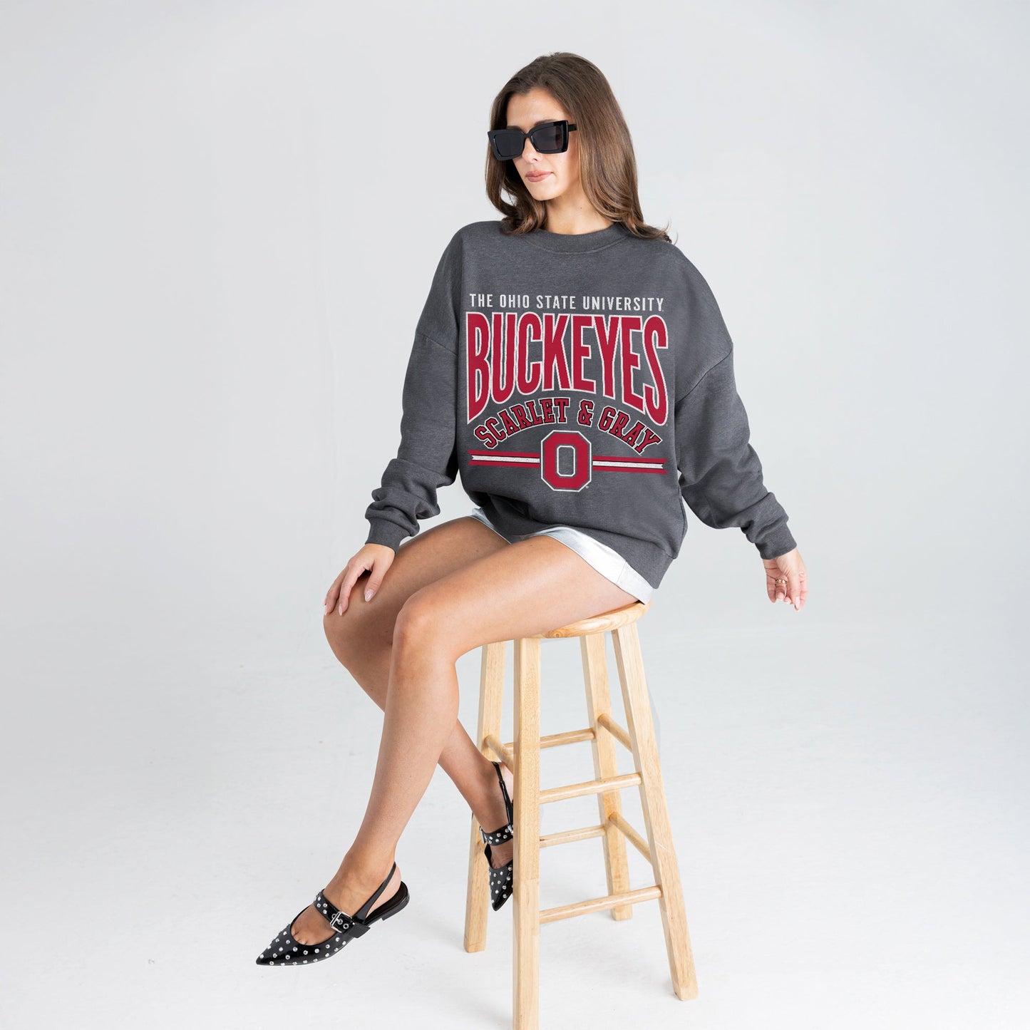 OHIO STATE BUCKEYES KICKOFF CLASSIC PREMIUM FLEECE DROP SHOULDER CREWNECK PULLOVER