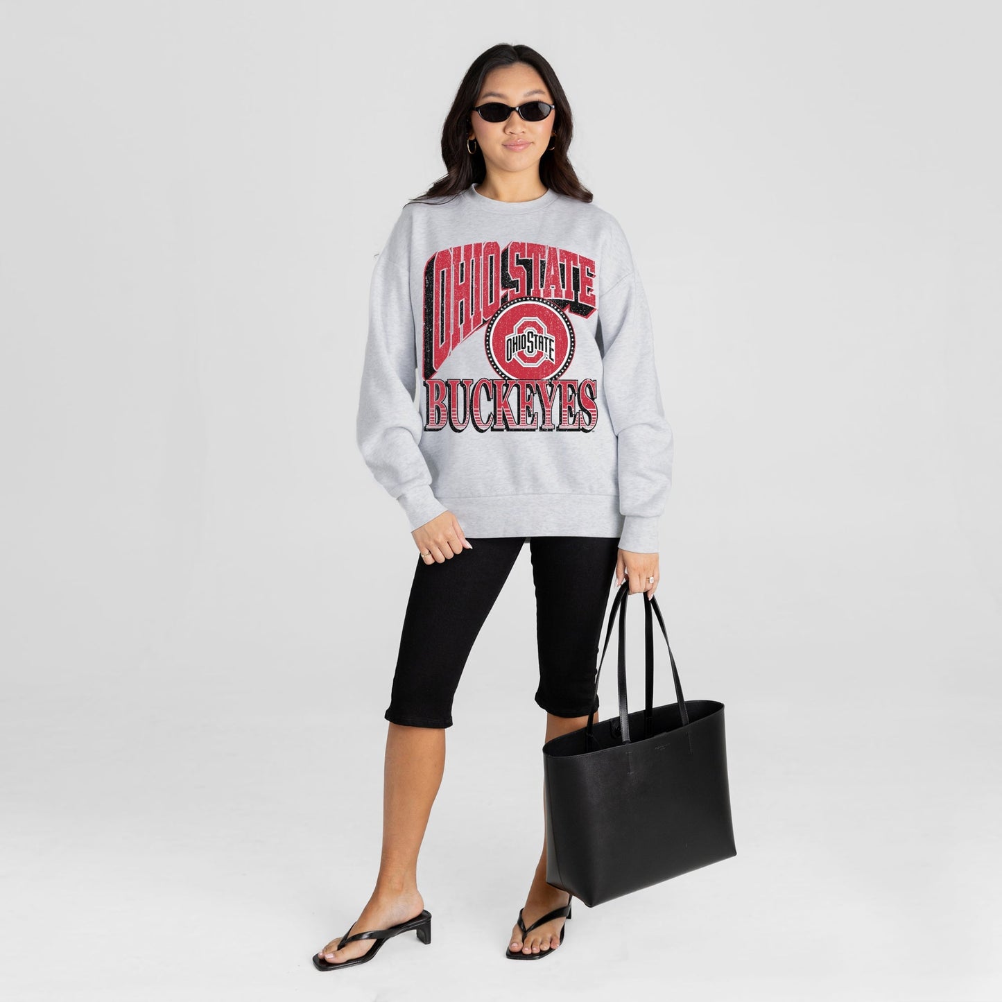 OHIO STATE BUCKEYES GAME ON PREMIUM FLEECE DROP SHOULDER CREWNECK PULLOVER