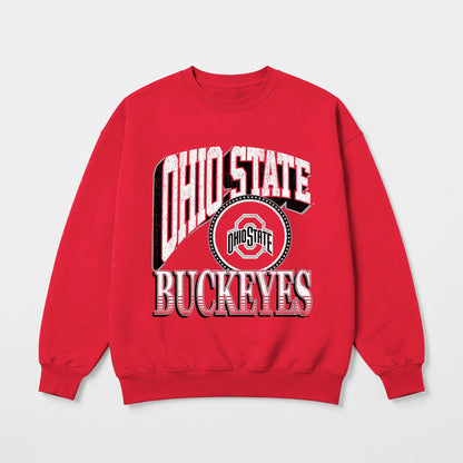 OHIO STATE BUCKEYES MAIN CHARACTER PREMIUM FLEECE DROP SHOULDER CREWNECK PULLOVER