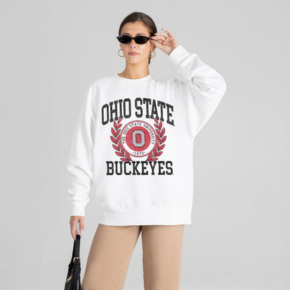 OHIO STATE BUCKEYES GOLD STANDARD PREMIUM FLEECE DROP SHOULDER CREWNECK PULLOVER