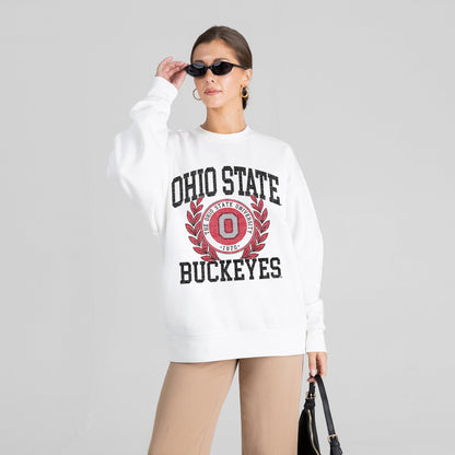 OHIO STATE BUCKEYES GOLD STANDARD PREMIUM FLEECE DROP SHOULDER CREWNECK PULLOVER