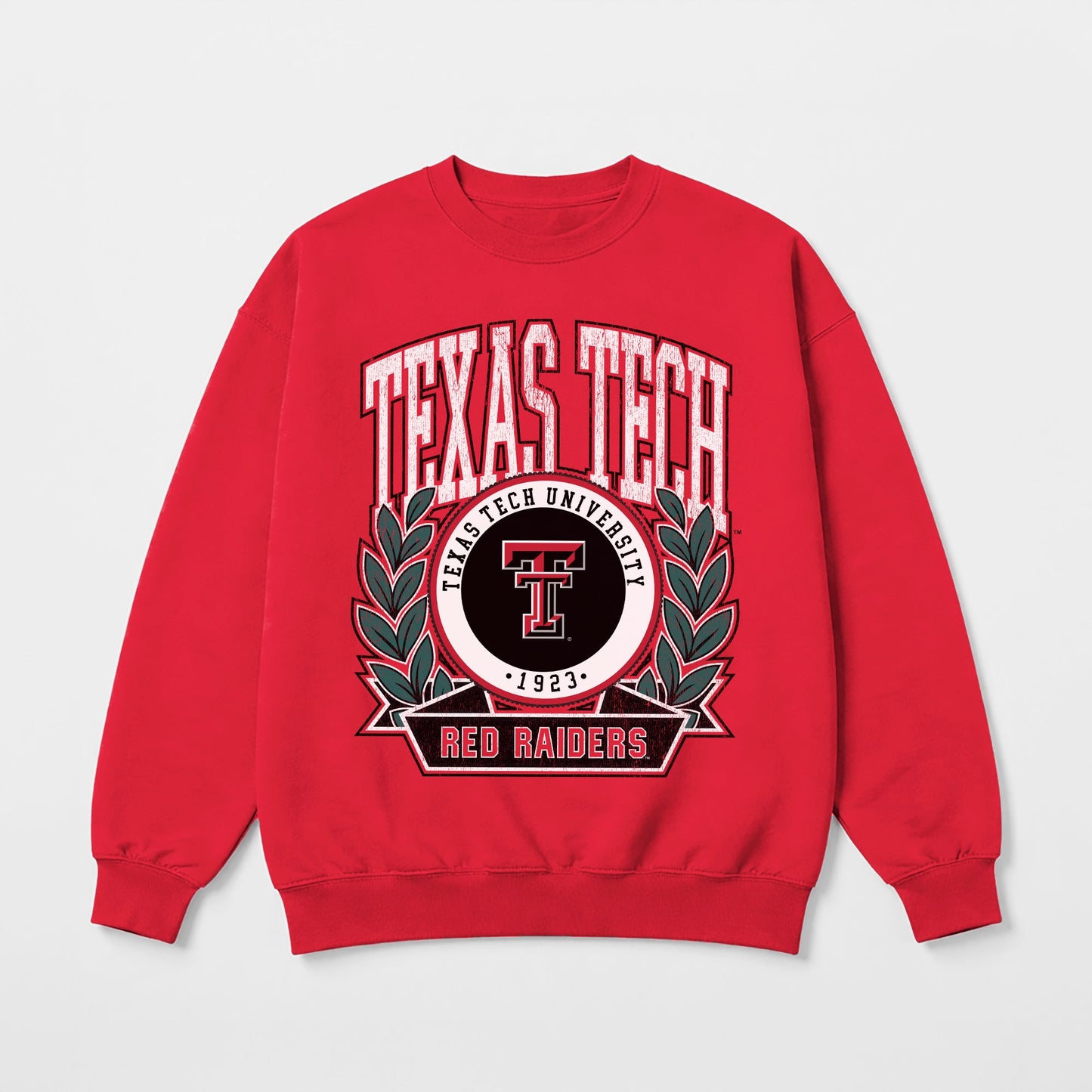 TEXAS TECH RED RAIDERS CLASSIC ARCHIVES PREMIUM FLEECE DROP SHOULDER CREWNECK PULLOVER