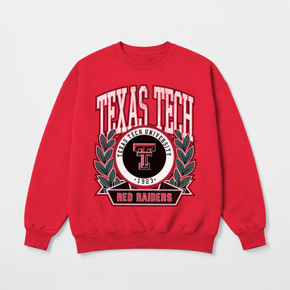 TEXAS TECH RED RAIDERS CLASSIC ARCHIVES PREMIUM FLEECE DROP SHOULDER CREWNECK PULLOVER