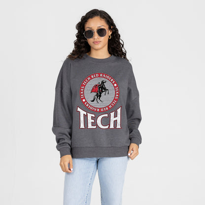 TEXAS TECH RED RAIDERS SATURDAY SEAL PREMIUM FLEECE DROP SHOULDER CREWNECK PULLOVER