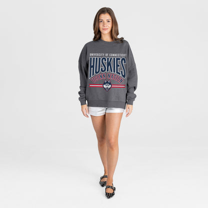 UCONN HUSKIES KICKOFF CLASSIC PREMIUM FLEECE DROP SHOULDER CREWNECK PULLOVER