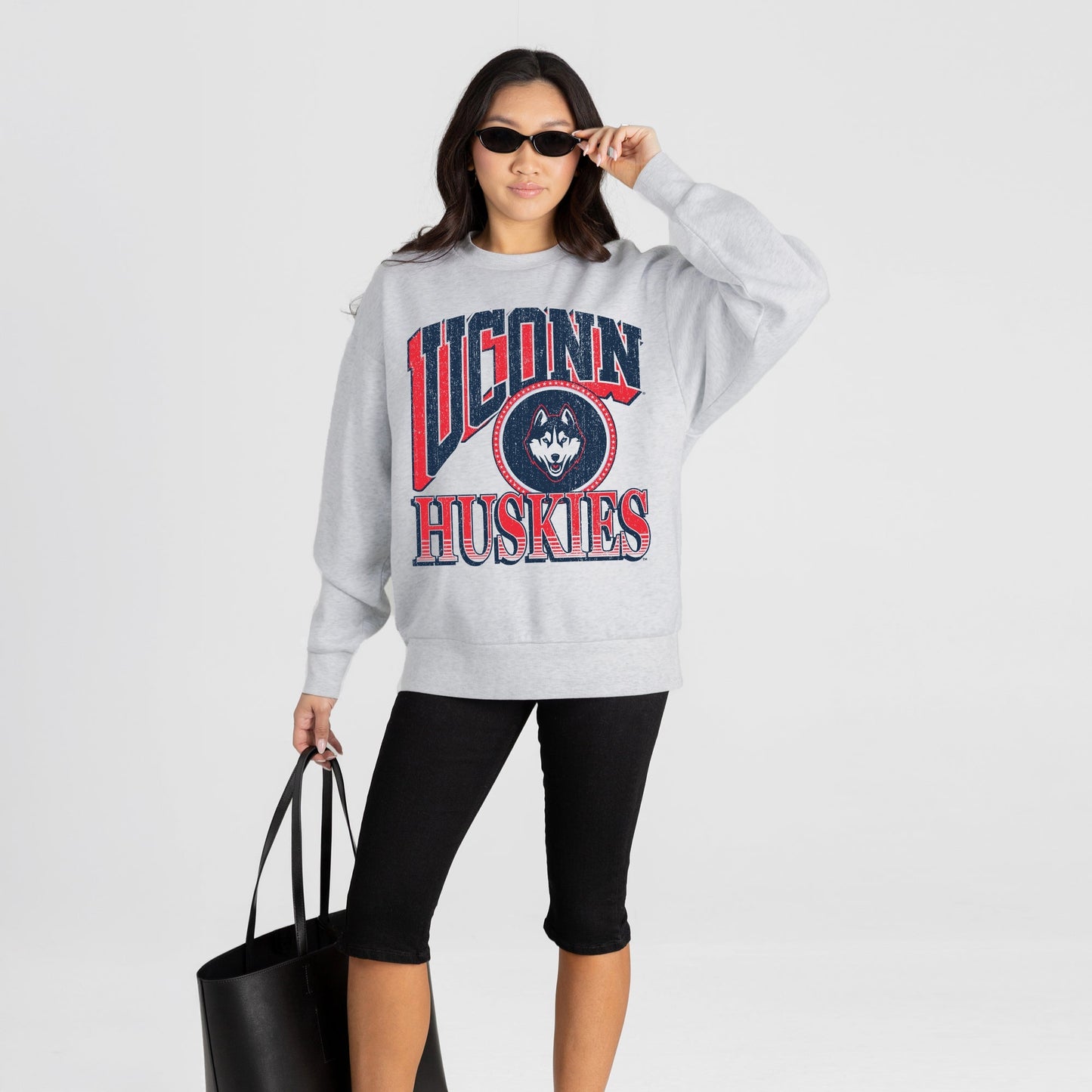 UCONN HUSKIES GAME ON PREMIUM FLEECE DROP SHOULDER CREWNECK PULLOVER
