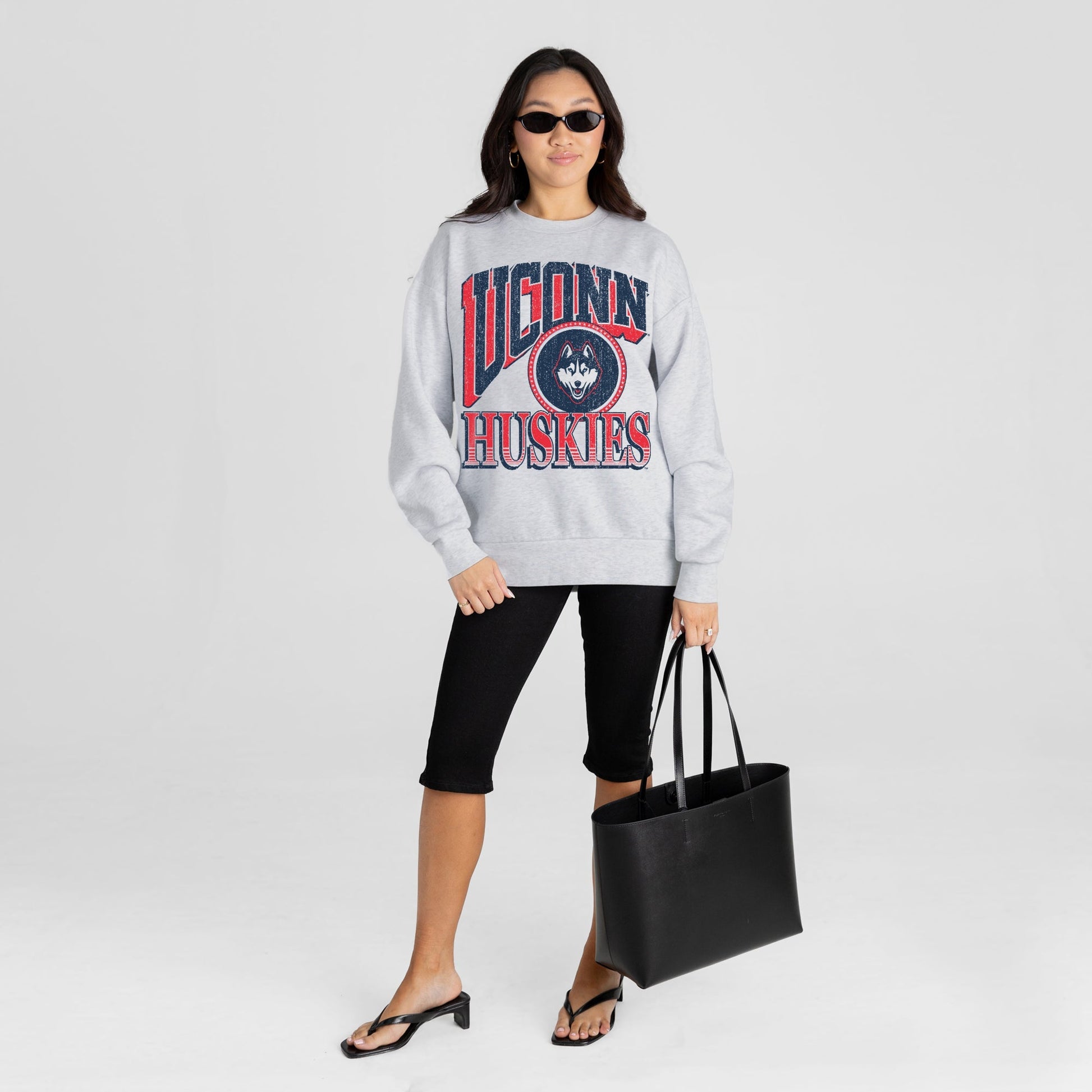 UCONN HUSKIES GAME ON PREMIUM FLEECE DROP SHOULDER CREWNECK PULLOVER