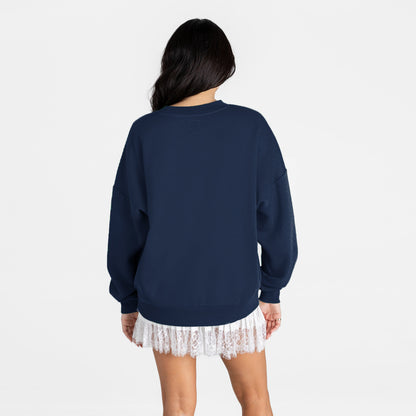UCONN HUSKIES MAIN CHARACTER PREMIUM FLEECE DROP SHOULDER CREWNECK PULLOVER