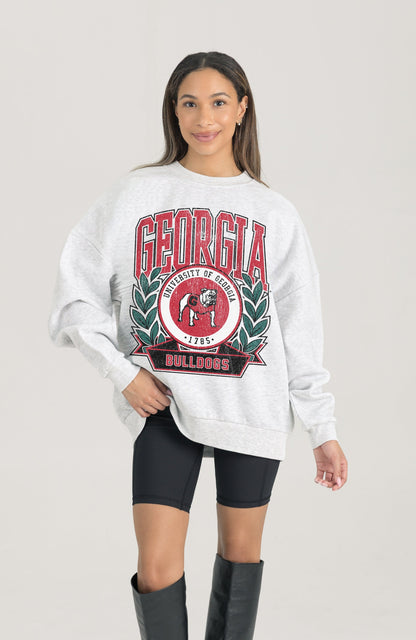 GEORGIA BULLDOGS HERITAGE PREMIUM FLEECE DROP SHOULDER CREWNECK PULLOVER