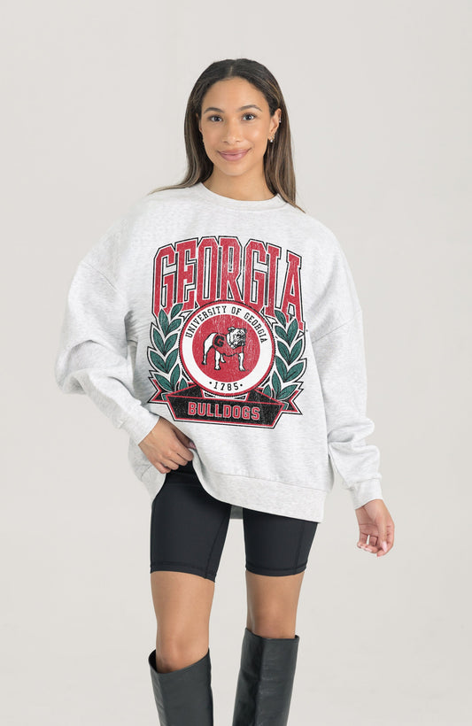 GEORGIA BULLDOGS HERITAGE PREMIUM FLEECE DROP SHOULDER CREWNECK PULLOVER