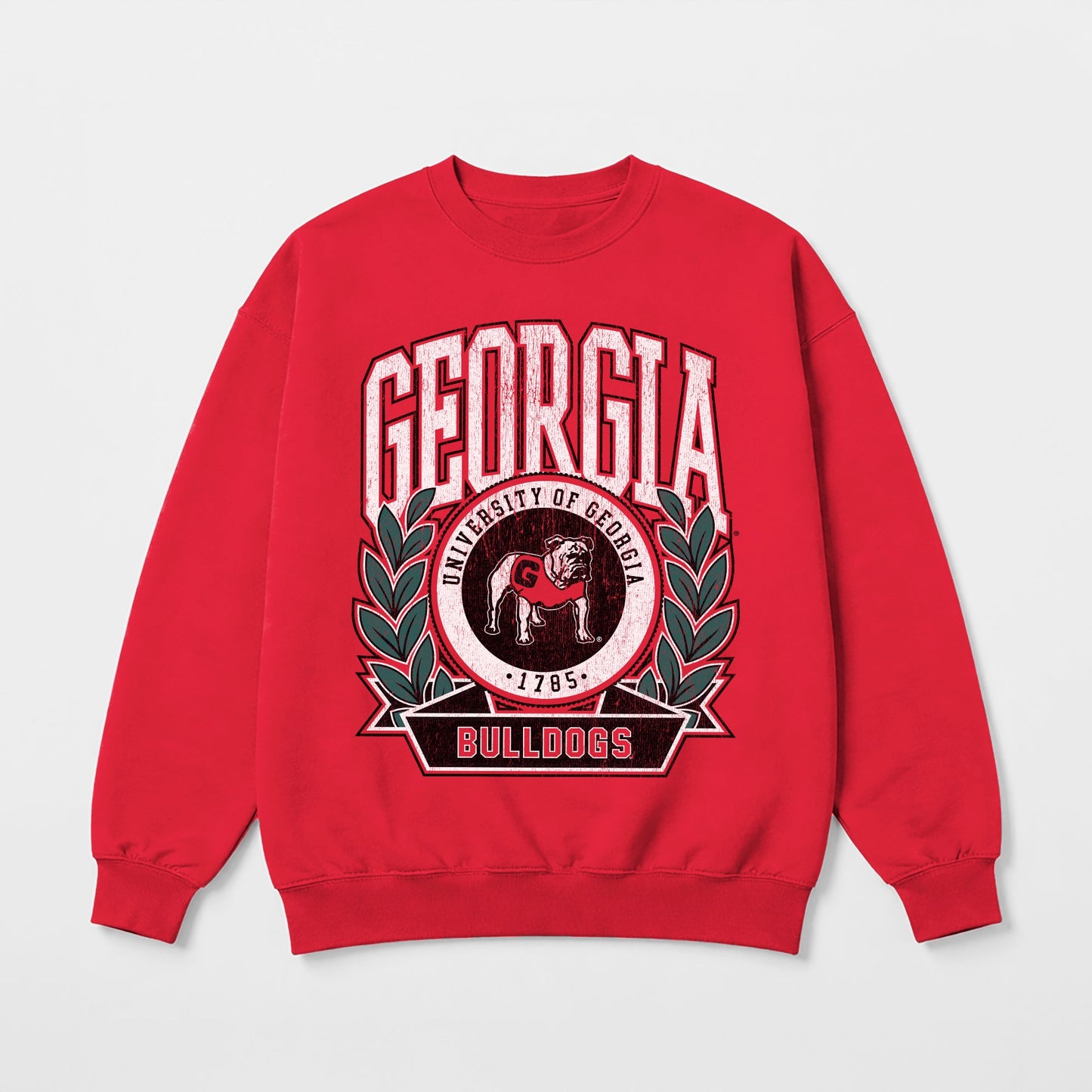 GEORGIA BULLDOGS CLASSIC ARCHIVES PREMIUM FLEECE DROP SHOULDER CREWNECK PULLOVER