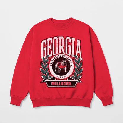 GEORGIA BULLDOGS CLASSIC ARCHIVES PREMIUM FLEECE DROP SHOULDER CREWNECK PULLOVER