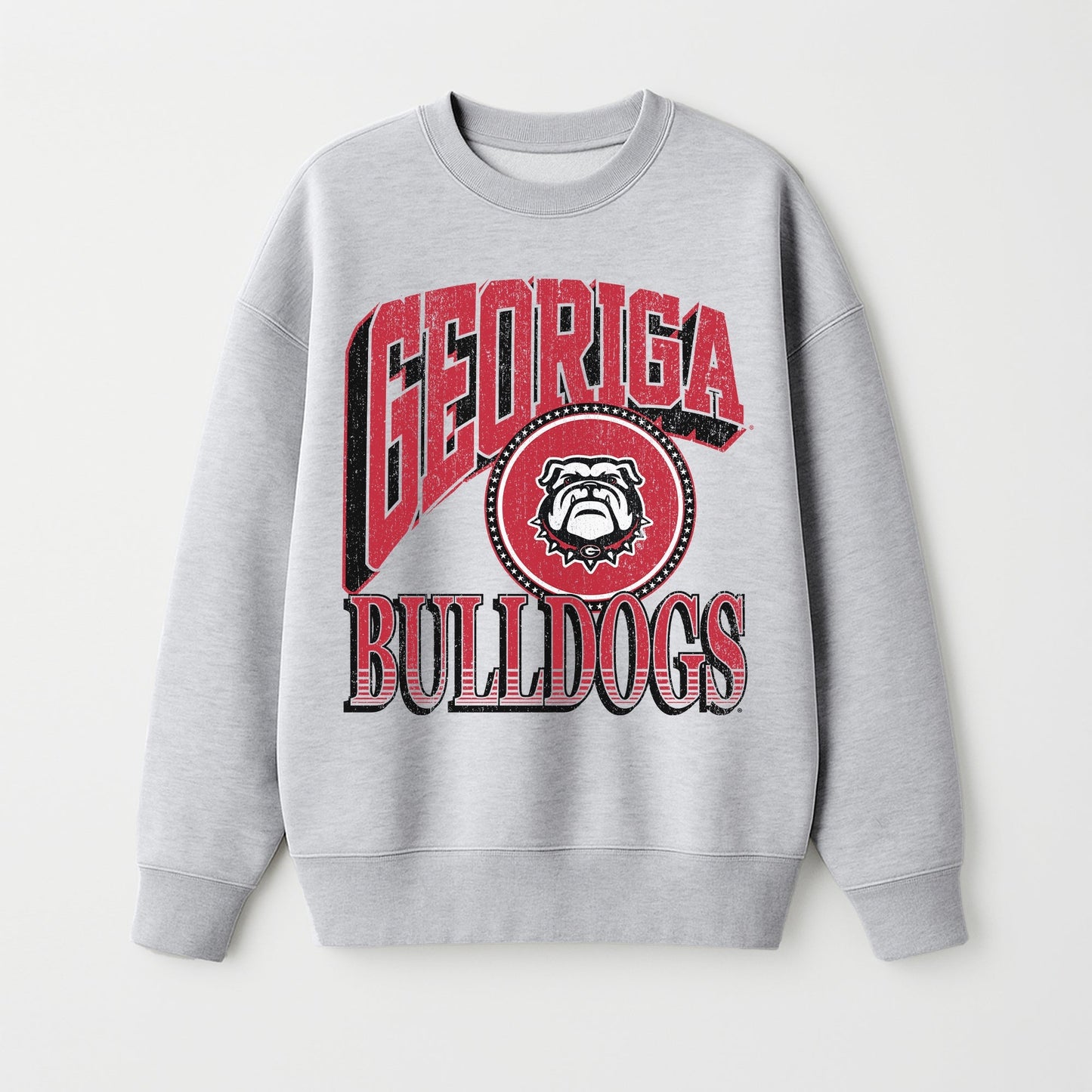 GEORGIA BULLDOGS GAME ON PREMIUM FLEECE DROP SHOULDER CREWNECK PULLOVER