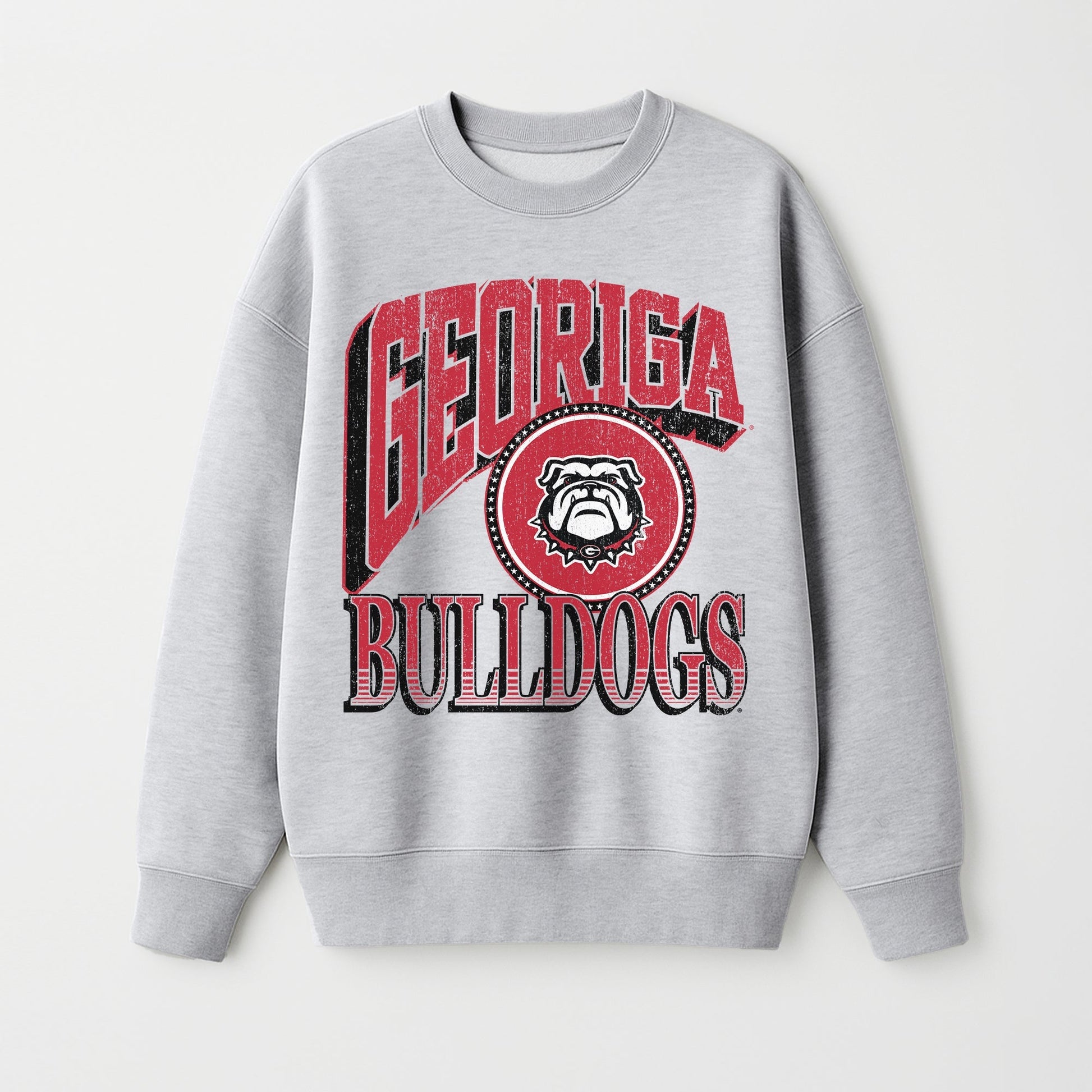 GEORGIA BULLDOGS GAME ON PREMIUM FLEECE DROP SHOULDER CREWNECK PULLOVER