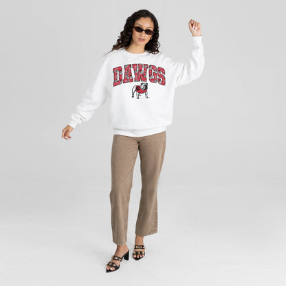 GEORGIA BULLDOGS SWEET PLAY PREMIUM FLEECE DROP SHOULDER CREWNECK PULLOVER