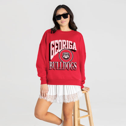 GEORGIA BULLDOGS MAIN CHARACTER PREMIUM FLEECE DROP SHOULDER CREWNECK PULLOVER