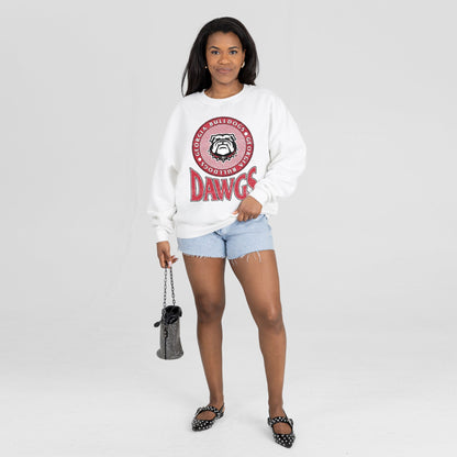 GEORGIA BULLDOGS ENDZONE PREMIUM FLEECE DROP SHOULDER CREWNECK PULLOVER