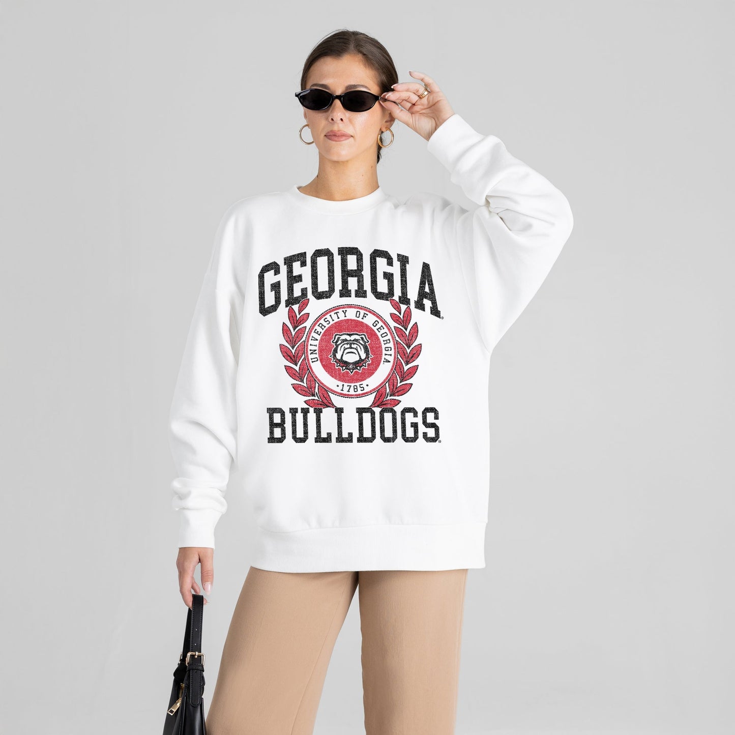 GEORGIA BULLDOGS GOLD STANDARD PREMIUM FLEECE DROP SHOULDER CREWNECK PULLOVER