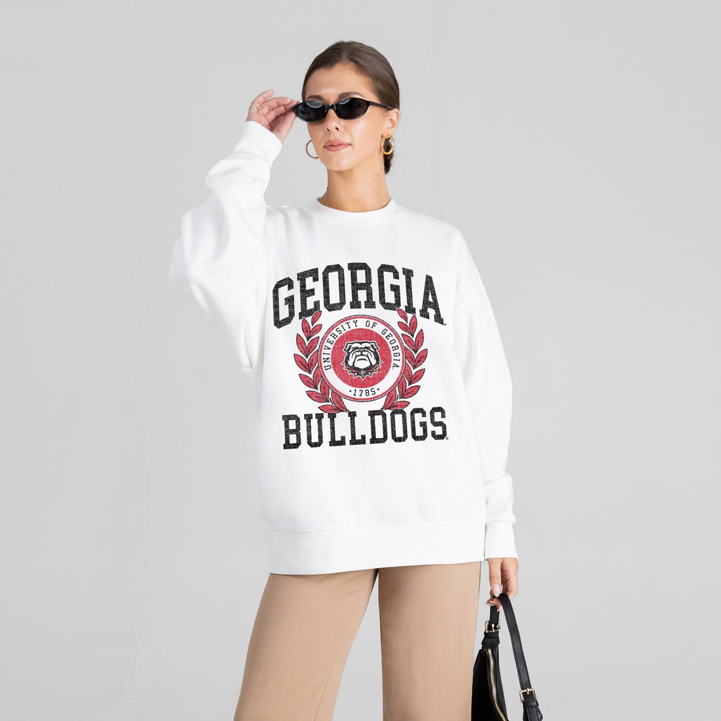 GEORGIA BULLDOGS GOLD STANDARD PREMIUM FLEECE DROP SHOULDER CREWNECK PULLOVER