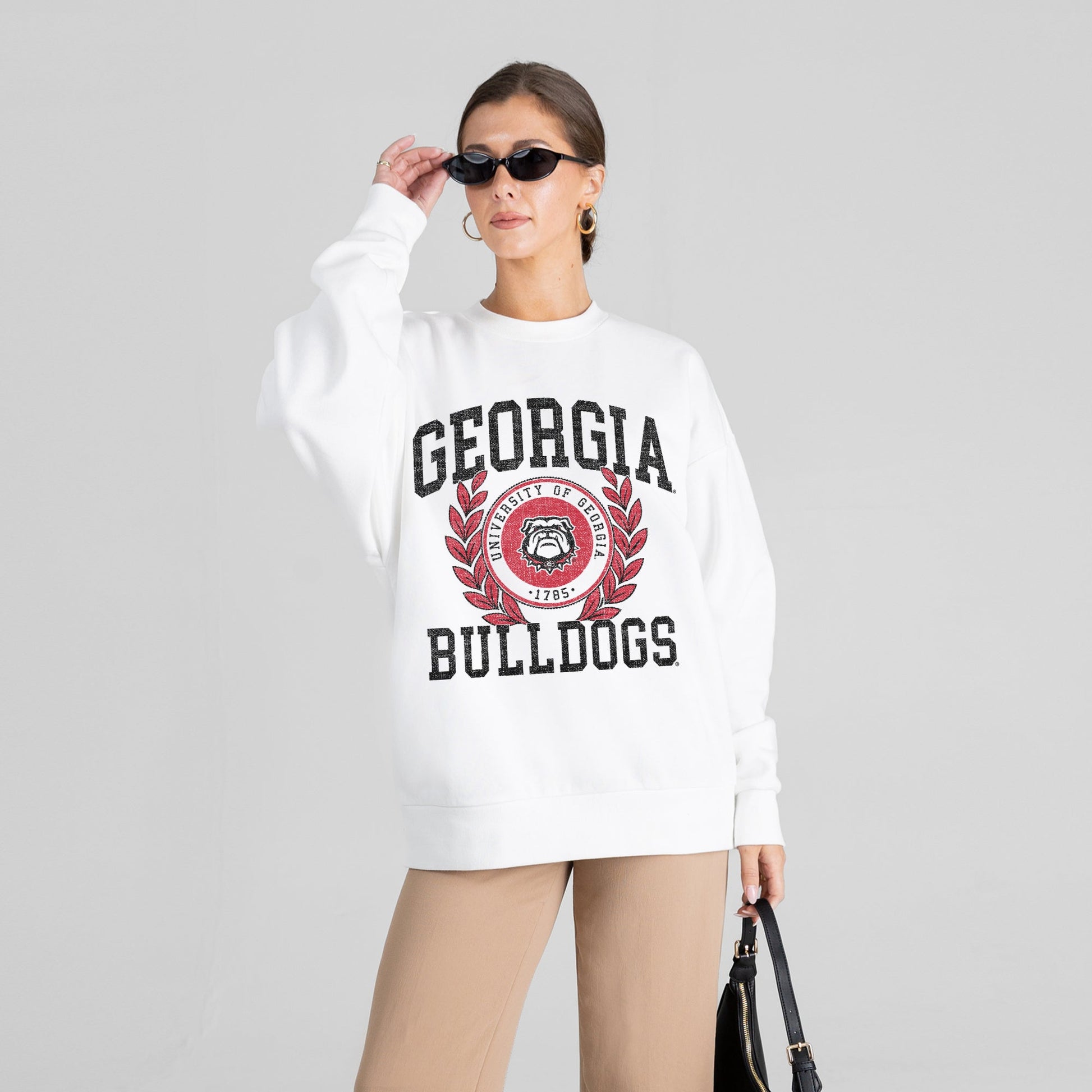 GEORGIA BULLDOGS GOLD STANDARD PREMIUM FLEECE DROP SHOULDER CREWNECK PULLOVER
