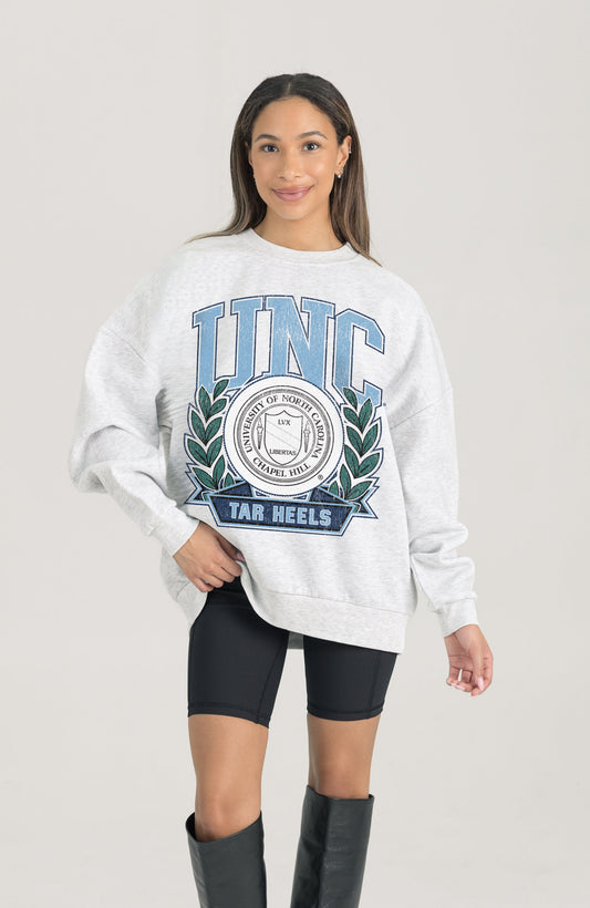 NORTH CAROLINA TAR HEELS HERITAGE PREMIUM FLEECE DROP SHOULDER CREWNECK PULLOVER