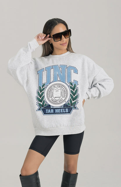 NORTH CAROLINA TAR HEELS HERITAGE PREMIUM FLEECE DROP SHOULDER CREWNECK PULLOVER