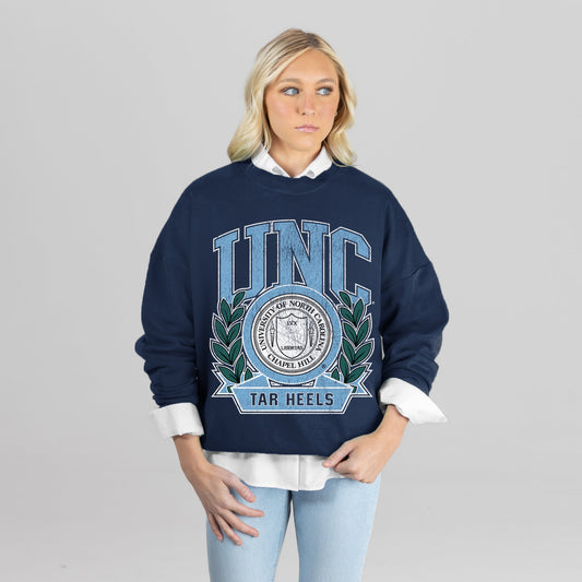 NORTH CAROLINA TAR HEELS CLASSIC ARCHIVES PREMIUM FLEECE DROP SHOULDER CREWNECK PULLOVER