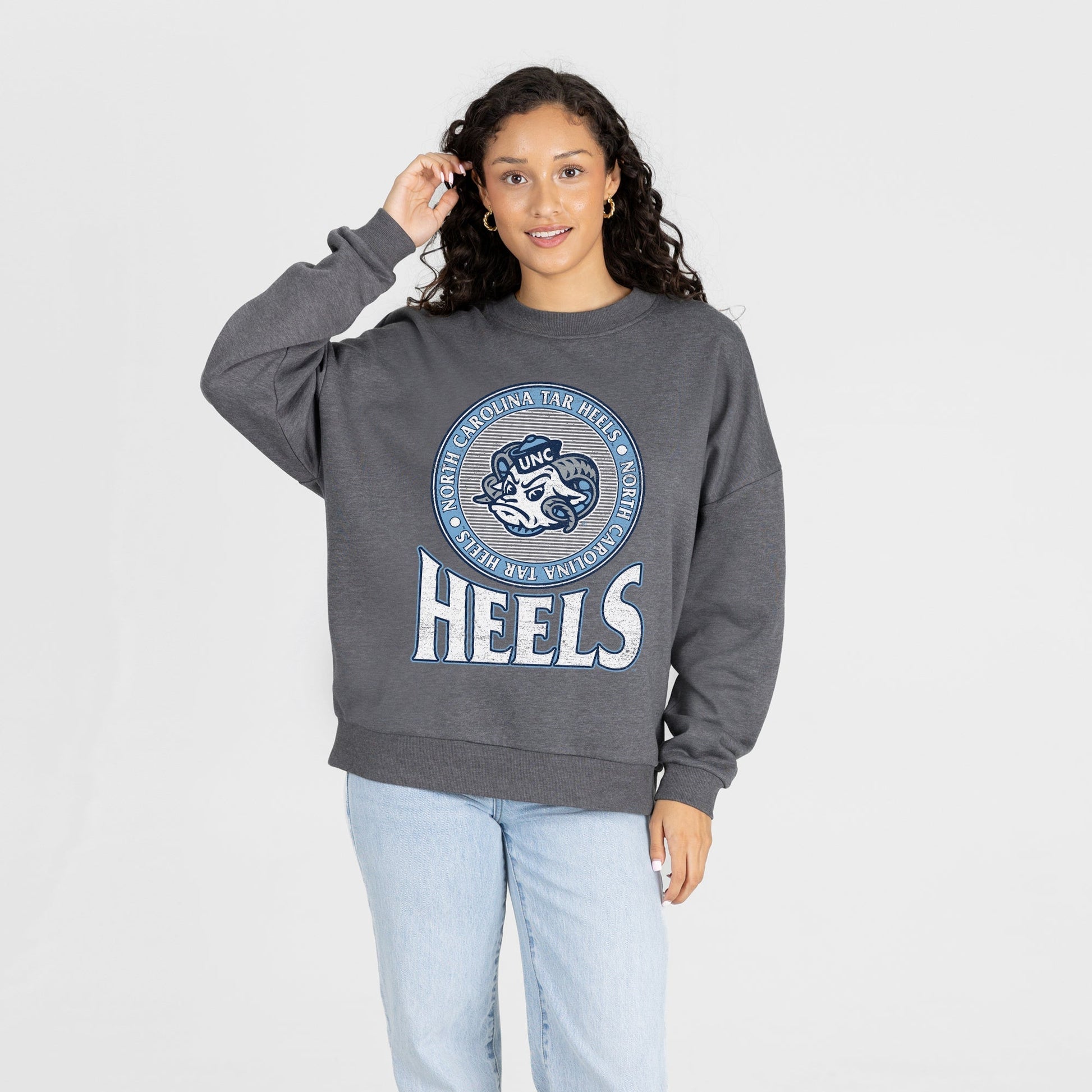 NORTH CAROLINA TAR HEELS SATURDAY SEAL PREMIUM FLEECE DROP SHOULDER CREWNECK PULLOVER