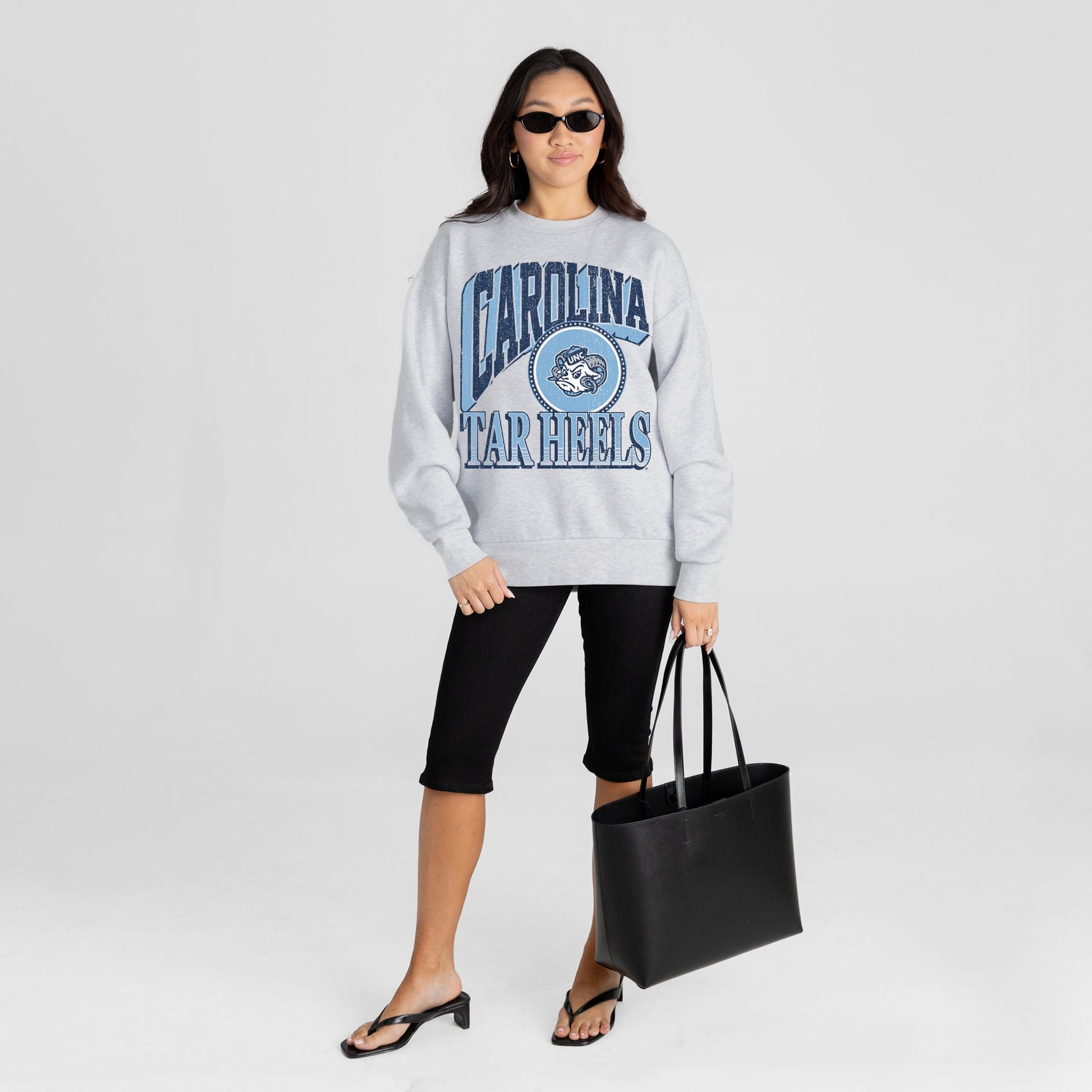 NORTH CAROLINA TAR HEELS GAME ON PREMIUM FLEECE DROP SHOULDER CREWNECK PULLOVER