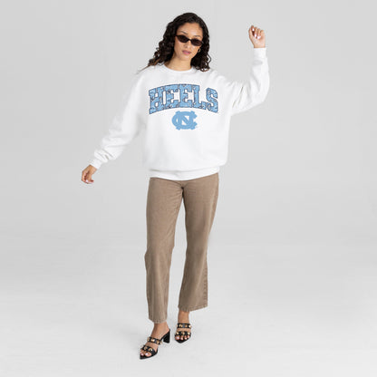 NORTH CAROLINA TAR HEELS SWEET PLAY PREMIUM FLEECE DROP SHOULDER CREWNECK PULLOVER