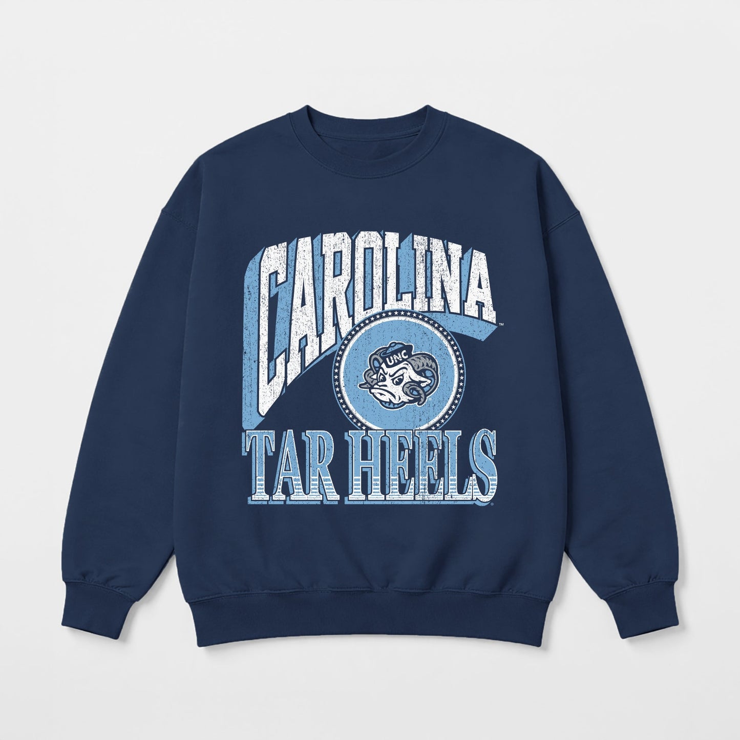 NORTH CAROLINA TAR HEELS MAIN CHARACTER PREMIUM FLEECE DROP SHOULDER CREWNECK PULLOVER
