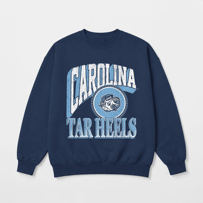 NORTH CAROLINA TAR HEELS MAIN CHARACTER PREMIUM FLEECE DROP SHOULDER CREWNECK PULLOVER