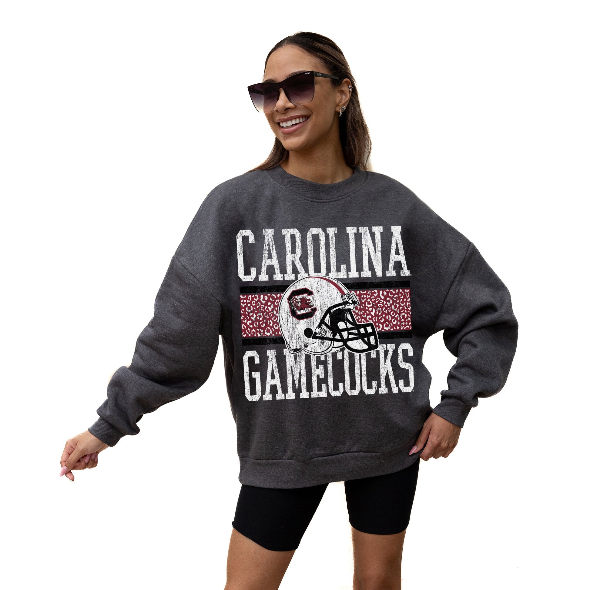 SOUTH CAROLINA GAMECOCKS WILD TAILGATE LONG SLEEVE UNISEX FIT PREMIUM FLEECE CREWNECK SWEATSHIRT WITH RIBBED KNIT NECKLINE, WRIST, AND WAISTBAND