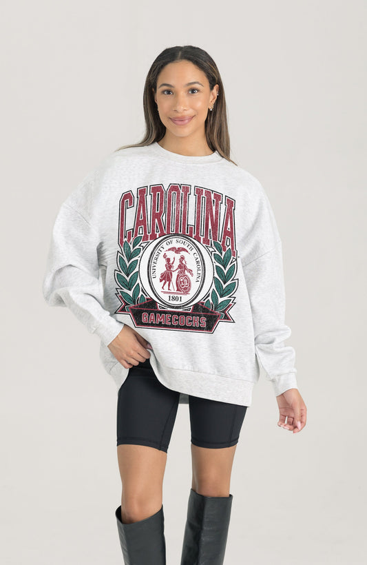 SOUTH CAROLINA GAMECOCKS HERITAGE PREMIUM FLEECE DROP SHOULDER CREWNECK PULLOVER