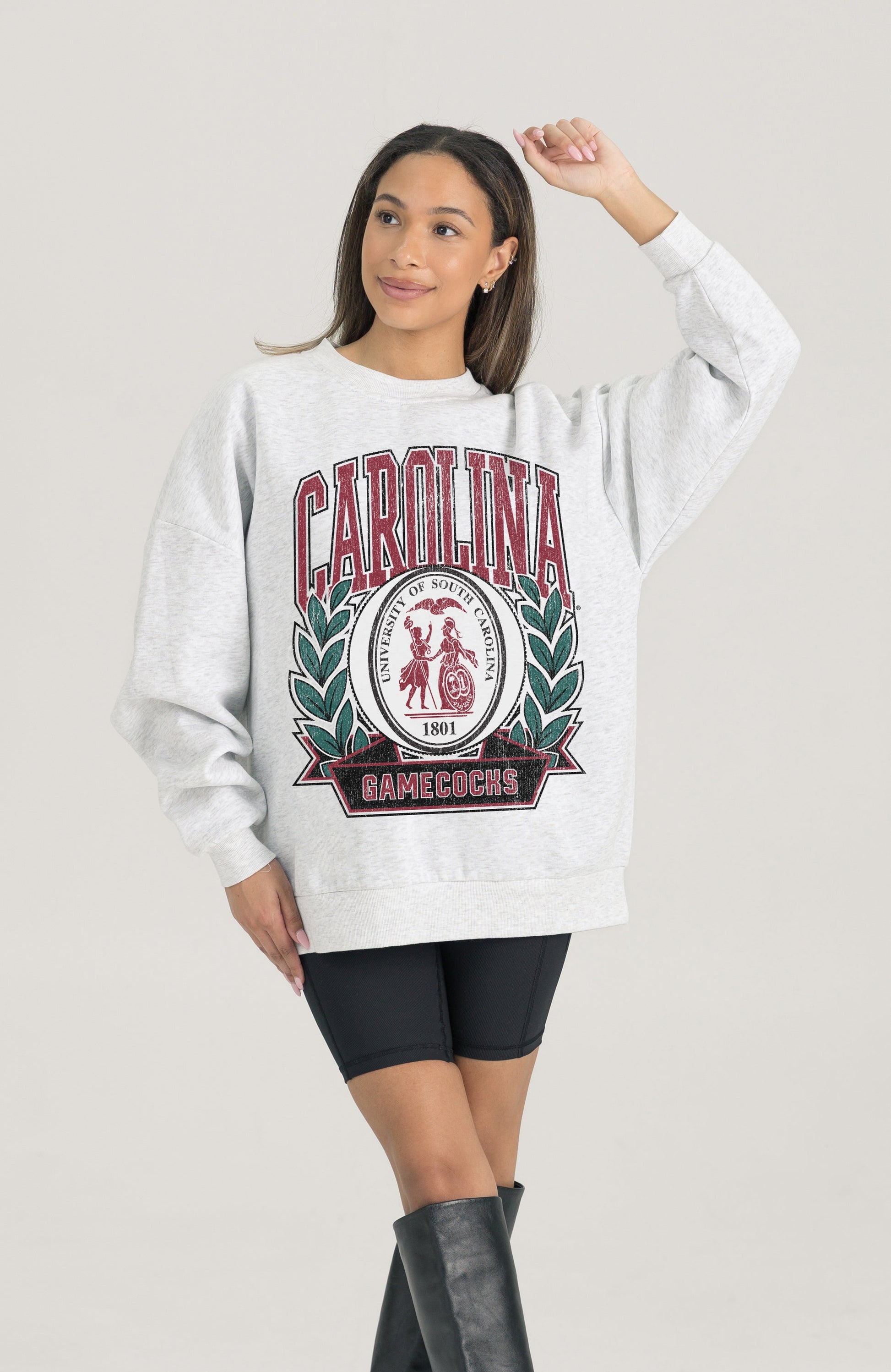 SOUTH CAROLINA GAMECOCKS HERITAGE PREMIUM FLEECE DROP SHOULDER CREWNECK PULLOVER