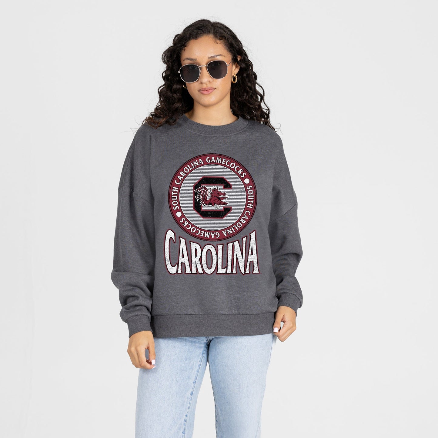 SOUTH CAROLINA GAMECOCKS SATURDAY SEAL PREMIUM FLEECE DROP SHOULDER CREWNECK PULLOVER