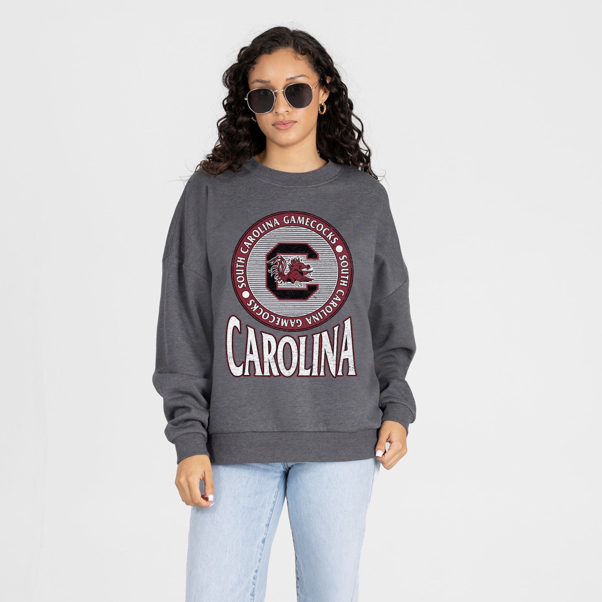 SOUTH CAROLINA GAMECOCKS SATURDAY SEAL PREMIUM FLEECE DROP SHOULDER CREWNECK PULLOVER