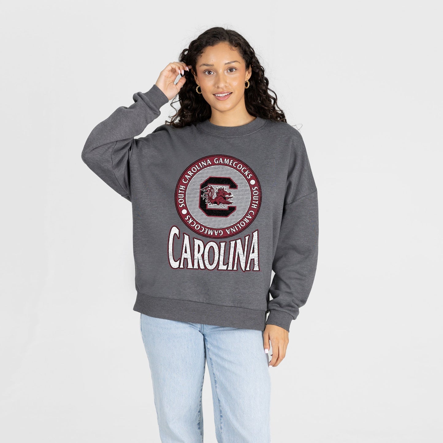 SOUTH CAROLINA GAMECOCKS SATURDAY SEAL PREMIUM FLEECE DROP SHOULDER CREWNECK PULLOVER