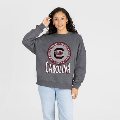 SOUTH CAROLINA GAMECOCKS SATURDAY SEAL PREMIUM FLEECE DROP SHOULDER CREWNECK PULLOVER