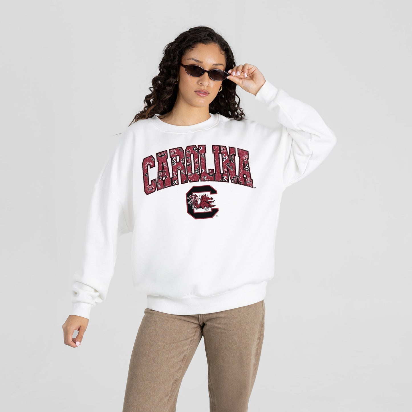 SOUTH CAROLINA GAMECOCKS SWEET PLAY PREMIUM FLEECE DROP SHOULDER CREWNECK PULLOVER