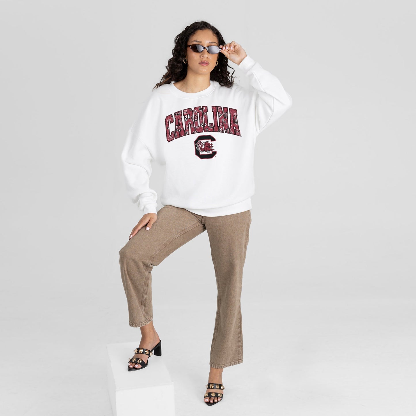 SOUTH CAROLINA GAMECOCKS SWEET PLAY PREMIUM FLEECE DROP SHOULDER CREWNECK PULLOVER