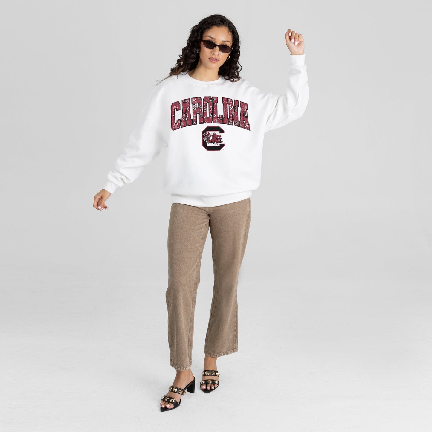 SOUTH CAROLINA GAMECOCKS SWEET PLAY PREMIUM FLEECE DROP SHOULDER CREWNECK PULLOVER