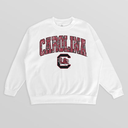 SOUTH CAROLINA GAMECOCKS SWEET PLAY PREMIUM FLEECE DROP SHOULDER CREWNECK PULLOVER