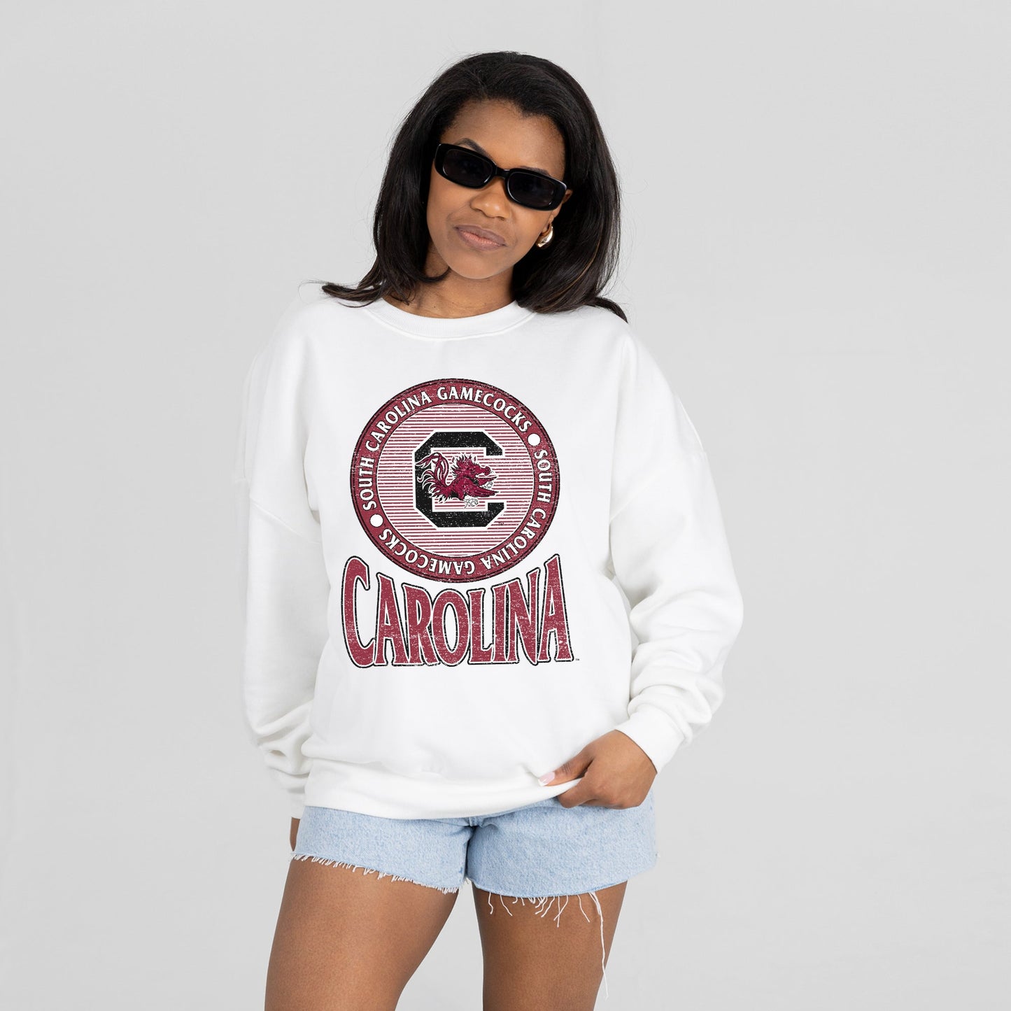 SOUTH CAROLINA GAMECOCKS ENDZONE PREMIUM FLEECE DROP SHOULDER CREWNECK PULLOVER