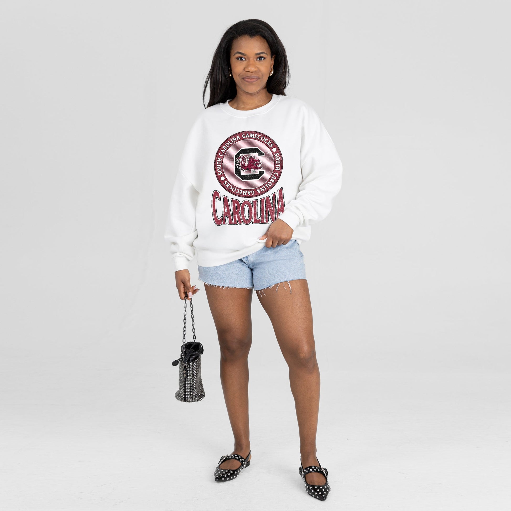 SOUTH CAROLINA GAMECOCKS ENDZONE PREMIUM FLEECE DROP SHOULDER CREWNECK PULLOVER
