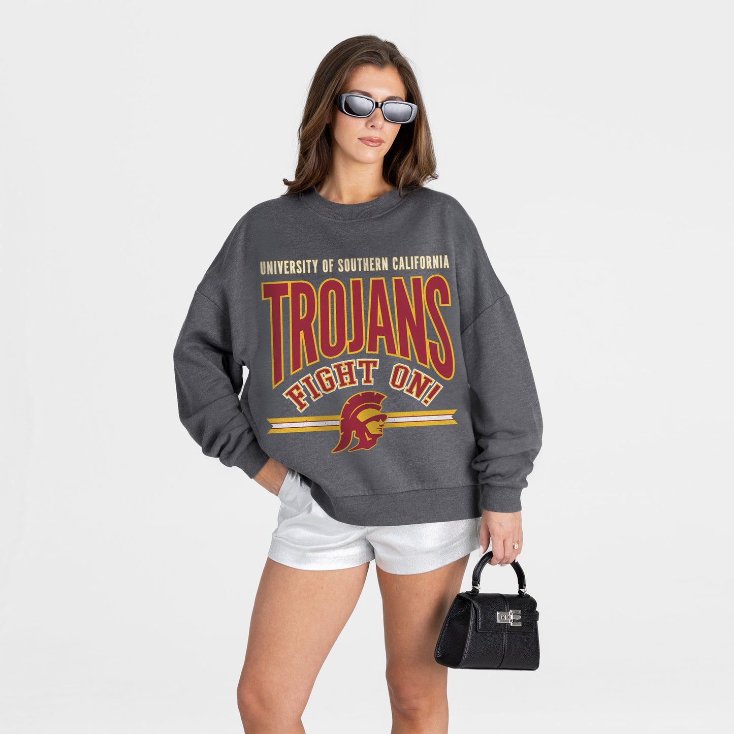 USC TROJANS KICKOFF CLASSIC PREMIUM FLEECE DROP SHOULDER CREWNECK PULLOVER