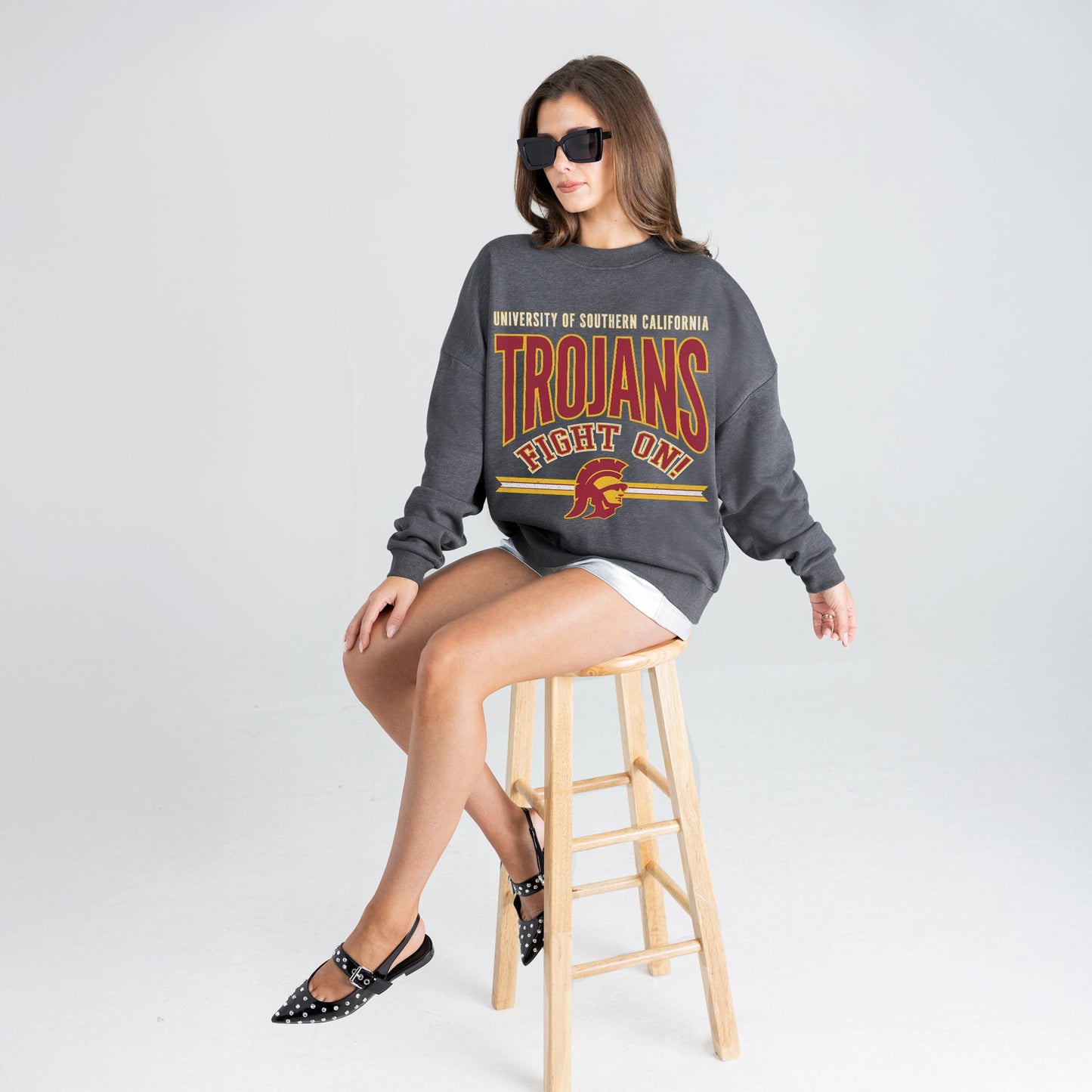 USC TROJANS KICKOFF CLASSIC PREMIUM FLEECE DROP SHOULDER CREWNECK PULLOVER