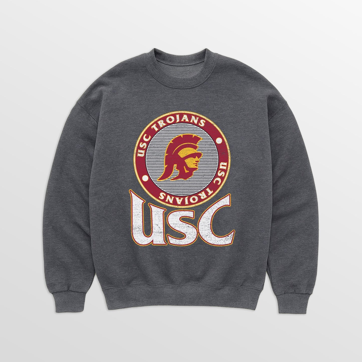 USC TROJANS SATURDAY SEAL PREMIUM FLEECE DROP SHOULDER CREWNECK PULLOVER